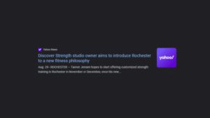 snippet of yahoo news article about the new discover strength studio coming to rochester minnesota